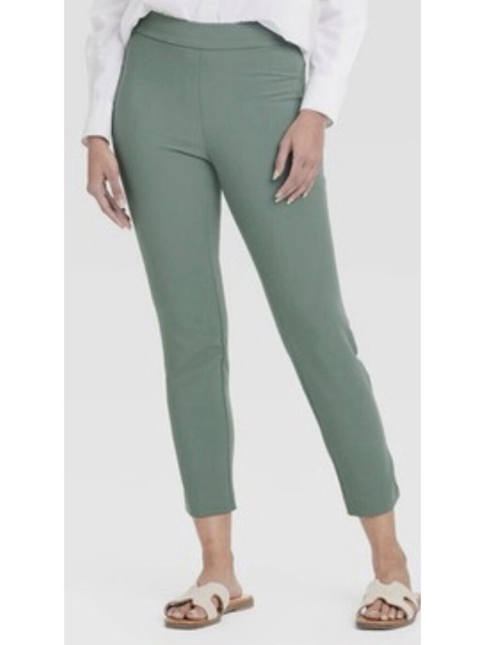 Women's High-Rise Skinny Ankle Pull-On Pants - A New Day Olive 8 Long